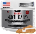 iHeartDogs 24-en-1 Multivitamine senior Daily+ Total de la poudre de soutien de la santé avec probiotiques, Oméga-3, Glucosamine, Champignons et os 60 portions