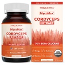 Biologische Cordyceps Paddenstoelen Extract - 70% Beta Glucans - Hoogste Actieve Nutriënt Niveaus, Max Potency Cordyceps Capsules, US Gegroeide + Ultrasone Extractie - Performance, Immunity & Energy - 60 Capsules