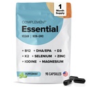 Complément Multivitamine végane essentielle pour les hommes et les femmes (30 portions, 180 capsules) avec Omega-3 DHA & EPA, B12, Vitamine D3 & K2, zinc, sélénium, magnésium, iode - Soutient l'immunité et la santé globale