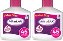 MiraLAX Voorzichtige constipatie Relief Laxative Powder, Stool Softener met PEG 3350, werkt natuurlijk met water in uw lichaam, Geen harde bijwerkingen, Osmotic Laxative, 1 arts aanbevolen (pakket van 2)