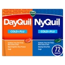 Vicks DayQuil & NyQuil Co-Pack, médecine du rhume et de la grippe, puissant multisymptôme de jour et de nuit pour les maux de tête, la fièvre, la gorge douloureuse, les douleurs et les douleurs mineures, et la toux, 72ct