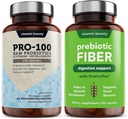 Vitamine Bounty Pro-100 Probiotica & Prebiotic Fiber Bundle: Ultimate Gut Health Support with 13 Strains, 100 Miljard CFUs, Zink & Vitamine C, Delayed Release Capsules - 90 Capsules