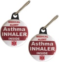 Astma Inhalator Inside Bag Tag Medical Alert Zipper Trek set 2 stuks