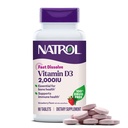 Natrol Fast Solution Vitamine D3 2000 IE, Dieetsupplement voor bot en gewrichtsgezondheid, Bone Support Supplement, 90 tabletten, 90 dagen Levering