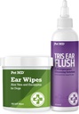 Chien MD Wipes de nettoyage d'oreille avec Aloe et Eucalyptus + Tris vétérinaire Flush Cat & Dog Ear Cleaner