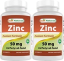 Best Naturals Zink Supplement als Zink Gluconaat 50mg 240 tabletten Verpakking van 2