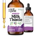 Wild & Organic Milk Thistle Liquid Drops - Leverreiniging Detox - Silymarin Milk Thistle Supplement voor leverondersteuning - Toevoegen aan thee - Silybum Marianum Seed Extract Tinctuur - Suiker & alcoholvrije - 4 oz