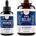 WINDSOR BOTANICA Liquid Iron and PMS Relief Capsules Womens Bundle