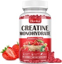 Creatine Monohydraat Gummies voor mannen & vrouwen, Kauwbare 3g Creatine Monohydraat met vitamine B12 voor spiergroei & Recovery-Vegan, natuurlijke aardbeien smaak, 90 Gummies