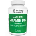 Dr. Berg Natural Vitamin B1 B6 B12 Complex - Allithamine Vitamine B1 Supplement met 8 essentiële vitamine B Complex voor mannen en vrouwen Inclusief Thiamine, Niacin, Folaat, Magnesium & Meer - 60 Capsules