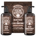 Viking Revolution Baard Wash en Baard Conditioner voor mannen met Argan Oil en Jojoba Oil - Baard Softener en Versterker Baard Care Baard Shampoo en Conditioner met Baardolie (17oz, Majestic Oud)