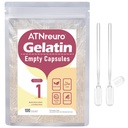 Maat 1 Lege Gelatine Capsules met 2 Micro Lepels - 100 Telle Leeg Heldere Capsule - Gel Pill Capsules voor Poeder Supplementen