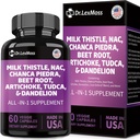 Milk Thistle 3000mg NAC Chanca Piedra 2000mg Artichoke 2000mg Beetwortel 2000mg Dandelion Root 1000mg, Lever Reiniging Detox & Repair Supplement met TUCCA Choline en Gember voor mannen & vrouwen, 60 Capsules