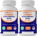 Vitamatic 2 Pack Hyaluronzuursupplementen 200mg - Ondersteunt gezonde Connective Weefsel en gewrichten - Bevorderen Jeugdige gezonde huid - Totaal 240 Capsules