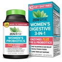 Zenwise Health 3-in-1 Womens Probiotic Supplement for Digestief, Gut Flora & Vaginal Health - Daily Probiotics & Prebiotics for Women with Digestief Enzymes Supports Bloating & Gas Relief - 60 Tel.