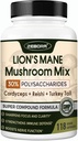 Lions Mane Supplement Capsules - Paddestoel Supplement met Lions Mane, Cordyceps, Reishi, Turkije staart, Shiitake - Lions Mane Supplement voor geheugen, Focus & Immune Support - 118 Vegan Paddestoelen Capsules