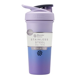 BlenderBattle Sport Sleek Geïsoleerde Roestvrij stalen Shaker Fles met Draad Whisk, 25-Ounce, Lavender Ombre 