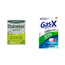 Dulcolax Overnight Relief Laxative for Gentle Constipatie Relief, Bisacodyl 5 mg Tablets, 50 Count & Gas-X Extra Strength Kauwbare Gas Relief Tablets with Simethicone 125 mg for Bloating Relief