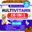 Honden Multivitamine Kauwbaar met Glucosamine 26 in 1 - Honden Vitaminen en Supplementen - Senior & Puppy Multivitamine voor Honden - Honden Gezamenlijke Ondersteuning Gezondheid - Immuniteit, Mobiliteit, Gut Skin - 120 Kauwen