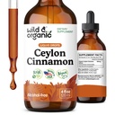 Wild & Organic Ceylon Cinnamon Tinctuur 500 mg - Liquid Cinnamon Supplementen voor Algemene Ondersteuning - Cinnamomum Verum Bark Extract - Vegan, Sugar & Alcohol-Free, Non-GMO - 4 fl oz