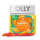 OLLY Hallo Happy Gummy Worms, Mood Balance Support, Vitamine D, Saffraan, Volwassen Kauwbare Supplement, Tropische Zing - 60 Tellen