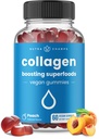NutraChamps Collageen Boosting Gummies, Collageen Booster Gummy voor natuurlijke collageen productie, Vegan pectine supplementen Kauwen voor vrouwen en mannen, 60 perzik vitamines Gummies