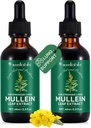 2 Stuks Biologische Liquid Mullein Extract Supplement voor Longen Gezondheid - Vegan, Geen additievenBronchial Reiniging voor gezondheid Ondersteuning- 2 fl oz Mullein druppels