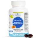 Core Med Science Liposomal Methylated Multivitamine B-Complex, 90 Softgels - Non-GMO Active Super B Complex Vitamin Supplement for Heart Health - VIT Methyl B Complex Immune Support Supplement