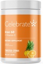 Célébrez le supplément de fer aux vitamines de 60mg Fer et vitamine C – Chewables d'agrumes pour les patients bariatriques, le Bypass gastrique et le soutien à la gastrectomie des manches – 30 comprimés pour l'entretien après chirurgie