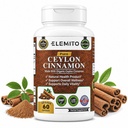 Biologische kaneelcapsules, energie, hart- en stofwisselingsondersteuning, Certified Organic Ceylon Cinnamon Pillen, Non-GMO, Vegan, Glutenvrije - 60 capsules