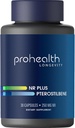 ProHealth NR + Pterostilbene. Bevordert de levensduur, energie en gezond ouder worden. Beschermt hart + hersenen gezondheid. Ondersteunt Cellular Repair. 250mg Niagen Nicotinamide Riboside + 40mg Pterostilbene, 30 Caps