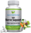 Support Nerve - Relief Nerve avancé avec acide alpha lipoïque 650 mg - Vitamines Nerve pour soulager les mains, les jambes et les pieds - 60 capsules / 30 jours d'approvisionnement