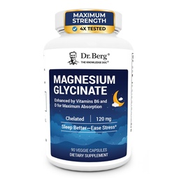 Dr. Berg Maximale sterkte 4-in-1 Gecheld Magnesium Glycineer met schone, krachtige en pure ingrediënten 4X Lab-getest en geverifieerd 