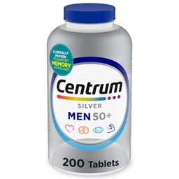 Centrum Silver Men's 50+ Multivitamine met vitamine D3, B-vitaminen, zink voor geheugen en cognitie - 200 tabletten