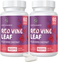 Red Vine Leaf Extract 1400mg & Horse Chestnut Extract 100mg Supplement voor been, vet, Circulatie, hart, huid (60 capsules - 2 flessen)
