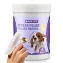 HICC PET oorreiniger Vingerdoekjes voor honden & katten, Vet-aanbevolen hond oorinfectie behandeling om jeuk en ontsteking te verlichten, verwijderen was, vuil & stoppen geurig, niet-irriterend, 50ct(Coconut geur)