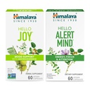 Himalaya Hello Joy avec Ashwagandha pour améliorer l'humeur et les esprits & Himalaya Hello Alert Mind avec Bacopa pour l'énergie, Focus & Attention, supplément à base de plantes, 60 Capsules Chaque