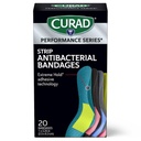 CURAD Performance Series IRONMAN Antibacteriële Bandages, Extreme Hold Kleeftechnologie, Standaard Maat Flexibele Fabric Bandages voor knipsels, Scrapes, & Burns, Assorted Colors, 1 x 3,25 inch, 20 Tellen