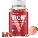Vegan Iron Gummies Supplement - met vitamine C, A, B-complex, Folate, zink voor volwassenen en kinderen - Gezondheid Bloed en energie Ondersteuning voor ijzertekort, anemie, geen smaak - Peach Flavor (90 Ct)