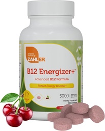 Zahler Energizer+ Vitamine B12-5000 mcg Vitamine B12 - Natuurlijke Cherry Flavor Oplosbare Lozen - Kosher Glutenvrij Non-GMO B12 Vitaminen 5000 mcg, Energie Boost, Made in USA (120 Tel.)