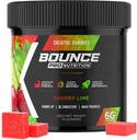 Bounce Pro Creatine Monohydraat Gummy's voor mannen en vrouwen, Low Calorie, 6G van Creatine per Serving, Vegan, Anti-Melting, Glutenvrije, Non-GMO, 2g van Creatine per Gummy (72ct, Cherry Lime)