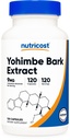 Nutricost Yohimbe Bark Extract 450mg (9mg Yohimbine Alkaloids), 120 Capsules - Extra sterkte, Glutenvrij, Non-GMO