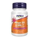 MAINTENANT compléments alimentaires, Mega D-3 et MK-7 avec vitamines D-3 et K-2, 5 000 UI/180 mcg, os et soutien cardiovasculaire*, 60 gélules