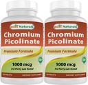 Best Naturals Chroom Picolinaat 1000 mcg 120 tabletten (verpakking van 2)