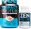 Nutrologie TRIPACT Proteïnepoeder, 7-in-1 Maaltijd vervangende Shake, Vanille Latte Cinnamon Smaak (20 Servings) Zen Natural Magnesium Supplement (30 Servings)