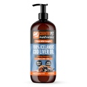 Huile de foie de morue pure capturée sauvage 16oz Omega 3 1150mg/tsp, Pureté la plus élevée, Haute EPA/DHA, Vitamine A & D - Réduit les démangeaisons, peau saine et manteau, Mobilité, Sans BPA, Pompe incl.