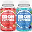 2 Pack Gommies de Fer pour Adultes et Enfants Supplément de Fer Fraise Blueberry Flavor
