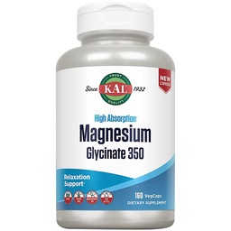 KAL Magnesium Glycinate Capsules, volledig chelated magnesium bisglycinaat, hoge Absorptie Magnesium Supplement, gezonde botten, spier, ontspannen en stress ondersteuning, Non-GMO 160 tellen
