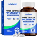 Triple Magnesium Complex (90 capsules), 300 mg Magnesium Glycinate, Citrate & Malate for Muscles, Nerves, & Energy, High Absorptie, Vegan, Non-GMO