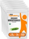 BulkSupplements.com Organic Wheatgrass Powder - Organic Super Greens Powder, Superfoods Supplement - Vegan & Glutenvrij, 1,5g per portie, 1kg (2,2 lbs) (pakket van 5)